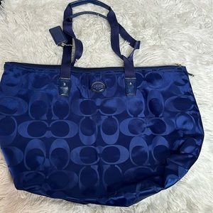 Coach Large Dark Cobalt Blue Getaway Travel Weekender ToteCosmetic Bag Set NWOT
